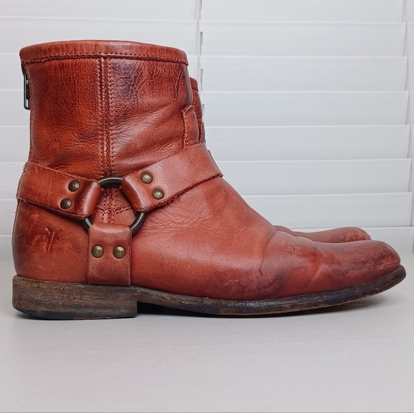 Frye Phillip Boho Leather Sz 7 Harness Boots - Picture 3 of 11